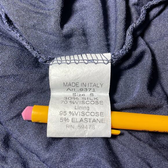 Marina Gigli Navy Blue Sleeveless Sequin Flowy Blouse Lace Floral Italy Small - Picture 5 of 11